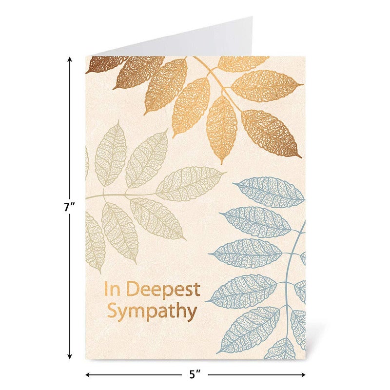 Current Foil Falling Leaves Sympathy Cards - Set of 8 (4 designs), Large 5" x 7", Sympathy Cards with Sentiments Inside, Includes White Envelopes - Image 5